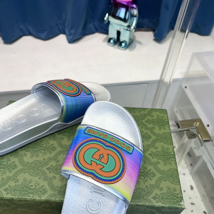 GUCCI SLIDE INTERLOCKING G LEATHER BLACK FOR MEN – GSL004