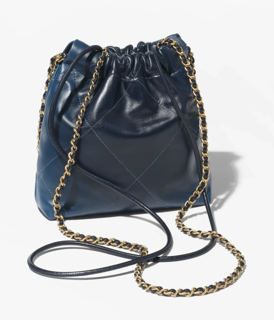 CHANEL 22 MINI HANDBAG Shaded Calfskin & Gold-Tone Metal Blue & Dark Blue