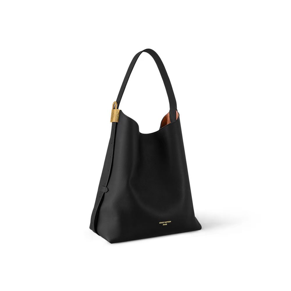 LOW KEY HOBO MM EMBLEM LEATHER BAG IN BLACK