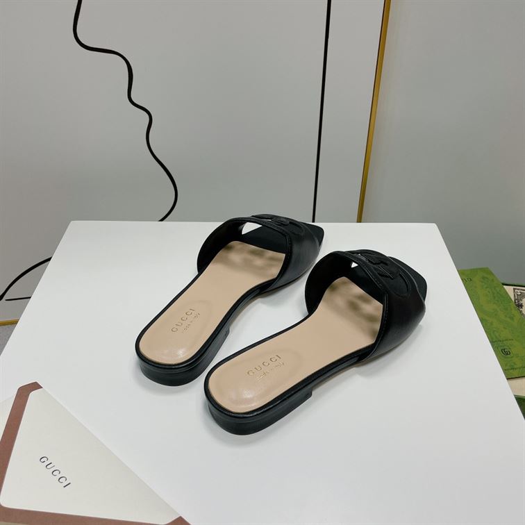 GUCCI WOMEN’S INTERLOCKING G CUT-OUT SLIDE SANDAL – GSL012