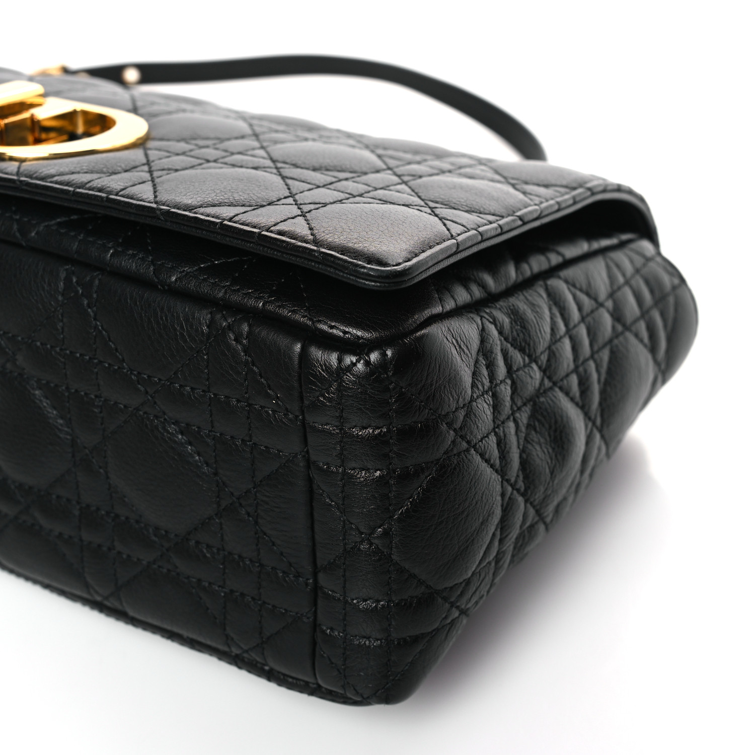 Grained Calfskin Cannage Large Caro Bag Black