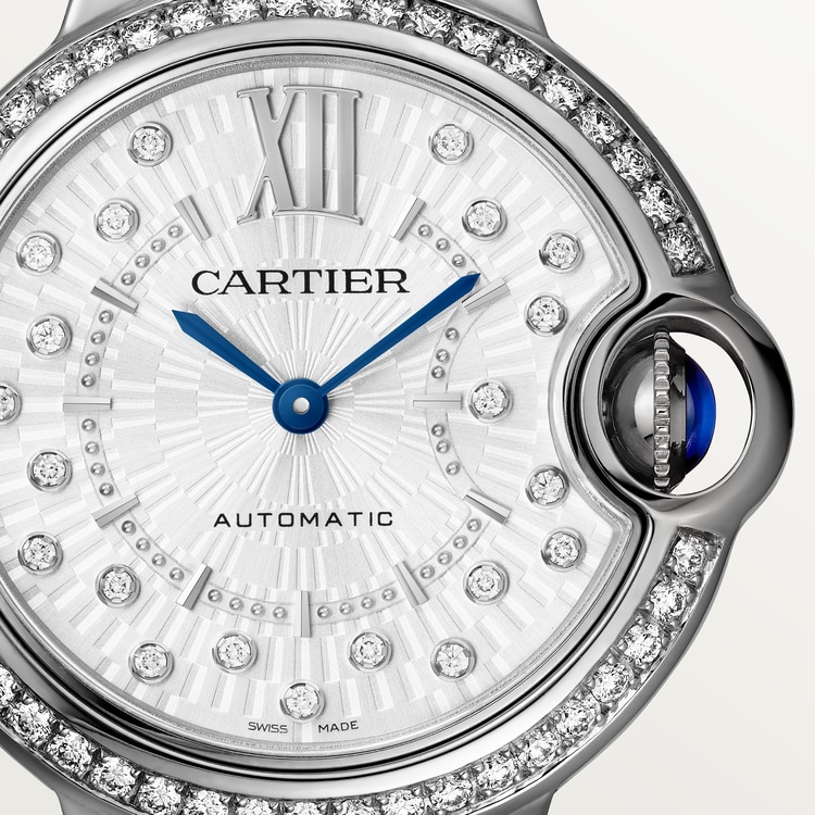 Ballon Bleu de Cartier watch Matte silvered sunray-brushed dial 33 mm