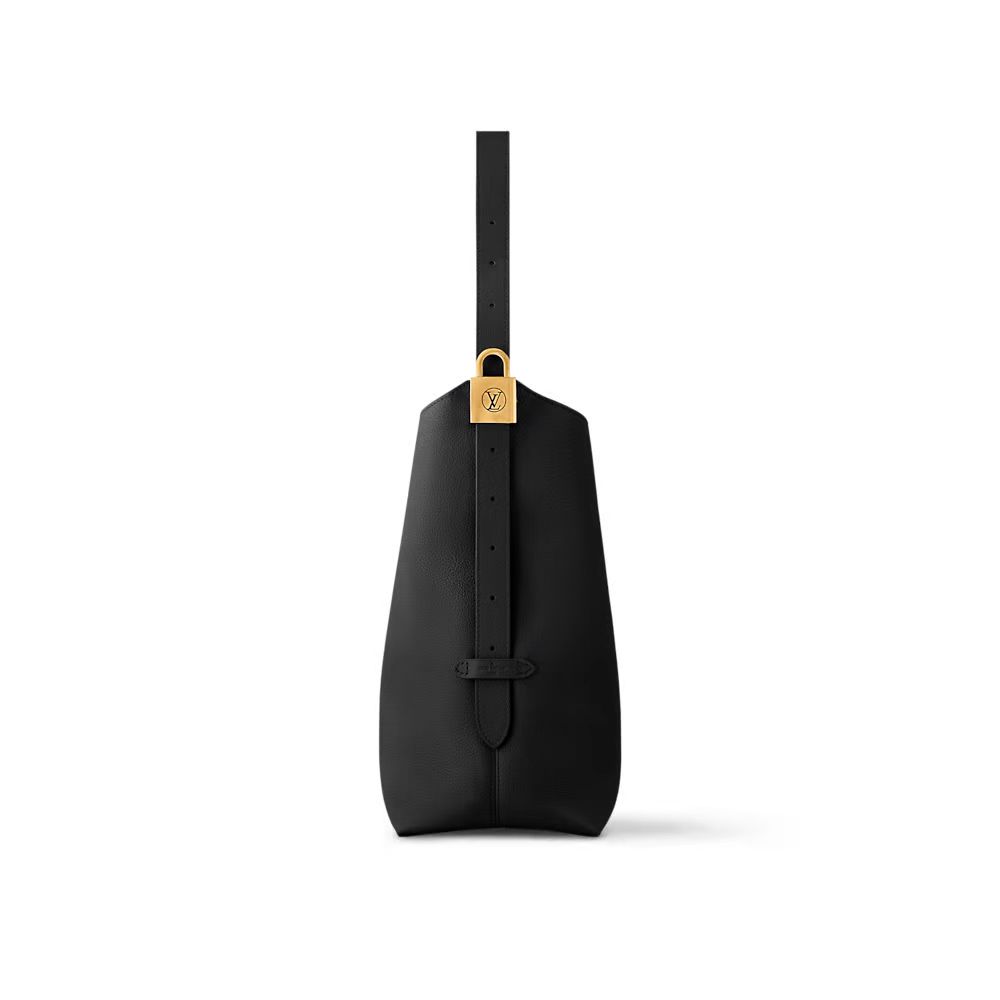 LOW KEY HOBO MM EMBLEM LEATHER BAG IN BLACK