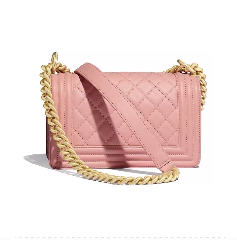 Chanel Medium Boy Bag Pink Caviar Aged Gold Hardware