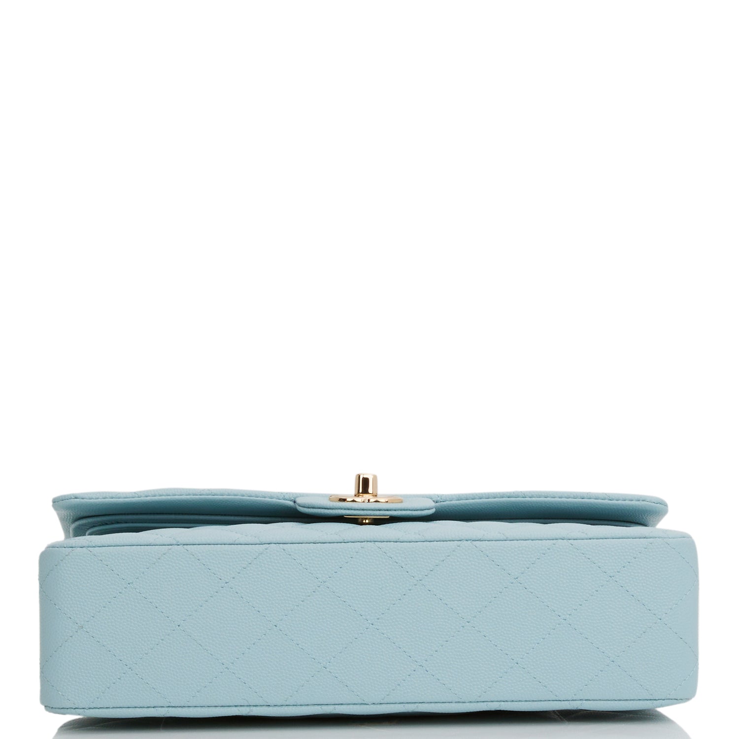 Chanel Medium Classic Double Flap Bag Blue Quilted Caviar Light Gold Hardware