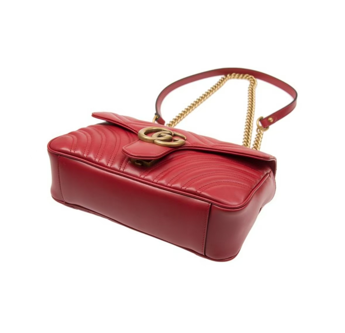 GUCCI GG MARMONT MATELASSÉ CHAIN BAG IN RED