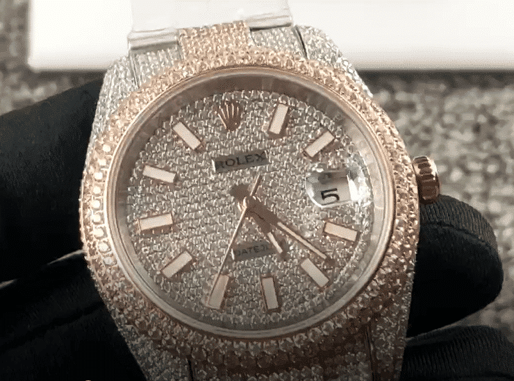 Rolex Datejust Two Tone Jubilee Fully Iced Out 126303 Replica