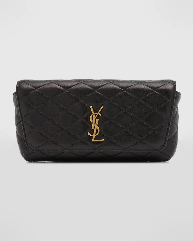 Gaby Phone Holder YSL Crossbody Bag in Quilted Smooth Leather
