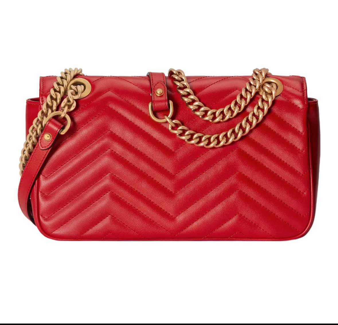 GUCCI GG MARMONT MATELASSÉ CHAIN BAG IN RED