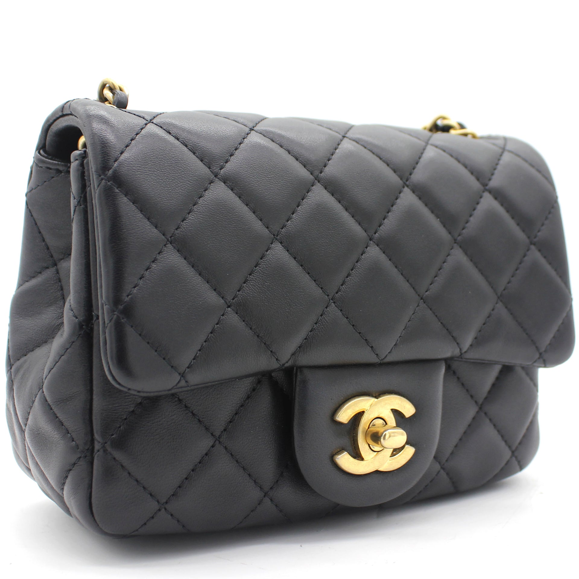 Chanel Pearl Crush Square Flap Bag Quilted Lambskin Mini