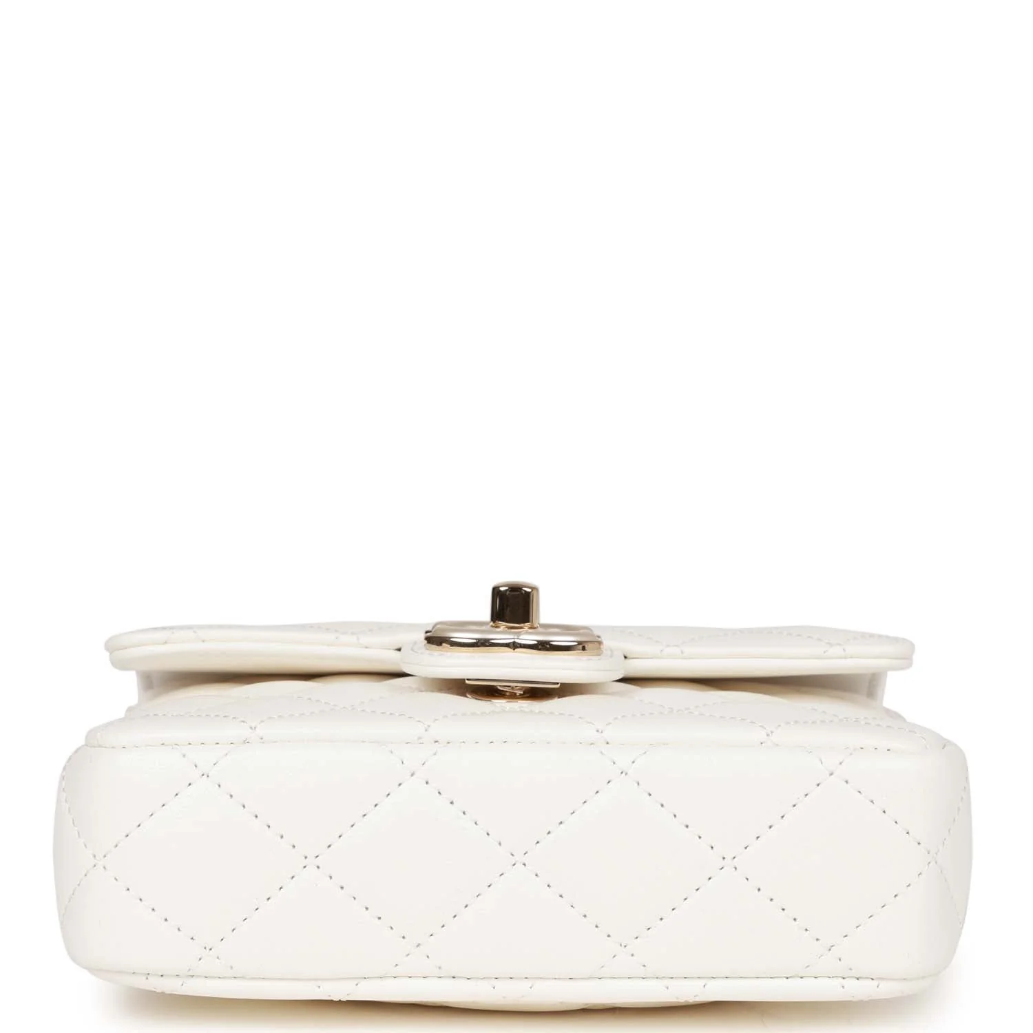 Chanel Sweet Mini Square Flap Bag White Lambskin Light Gold Hardware