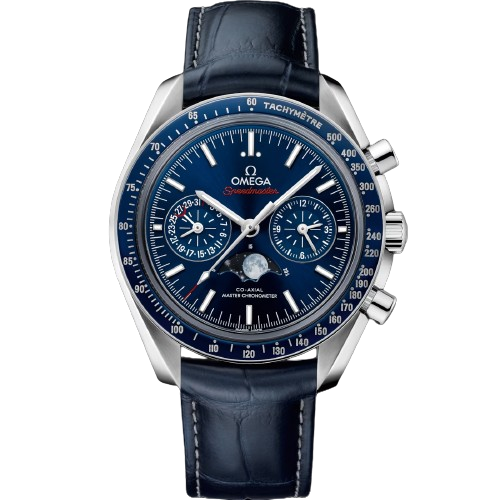 OMEGA SPEEDMASTER MOONPHASE 44.25 MM, STEEL ON LEATHER STRAP