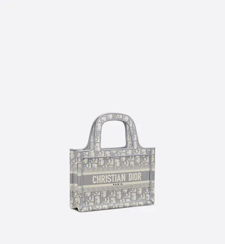 MINI DIOR BOOK TOTE Gray Dior Oblique Embroidery (22,5 x 15 x 6 cm)