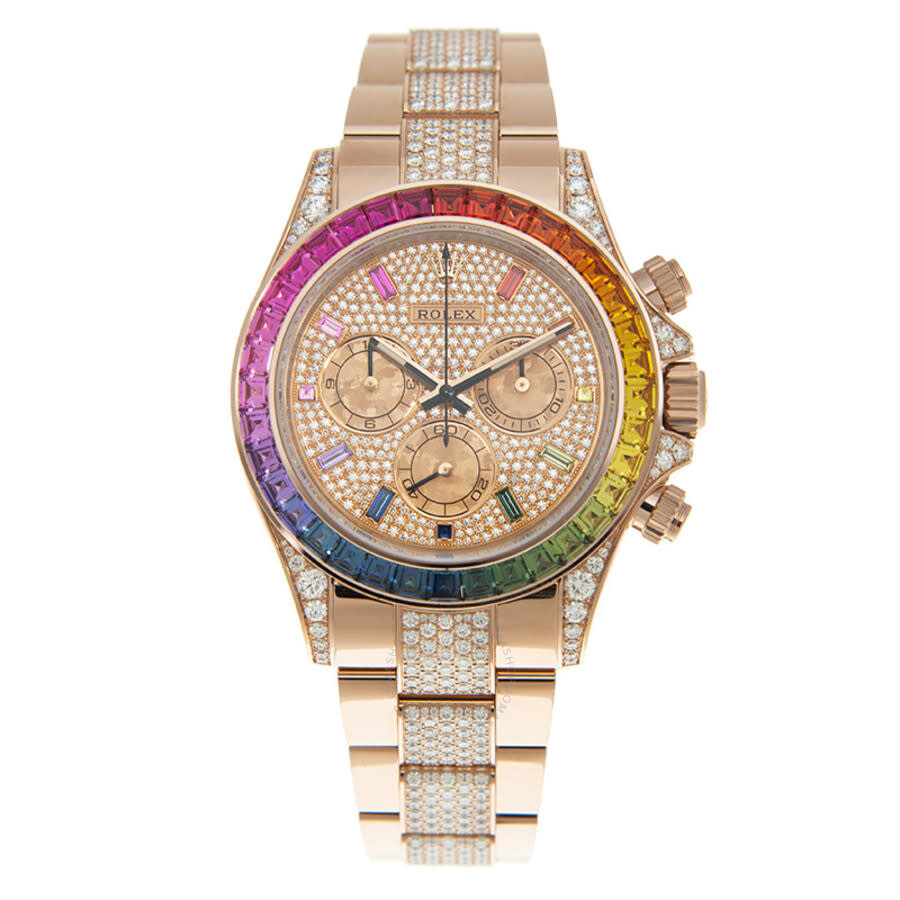 Rolex Cosmograph Everose Daytona Factory Diamond Rainbow Edition Ref# 116595RBOW)