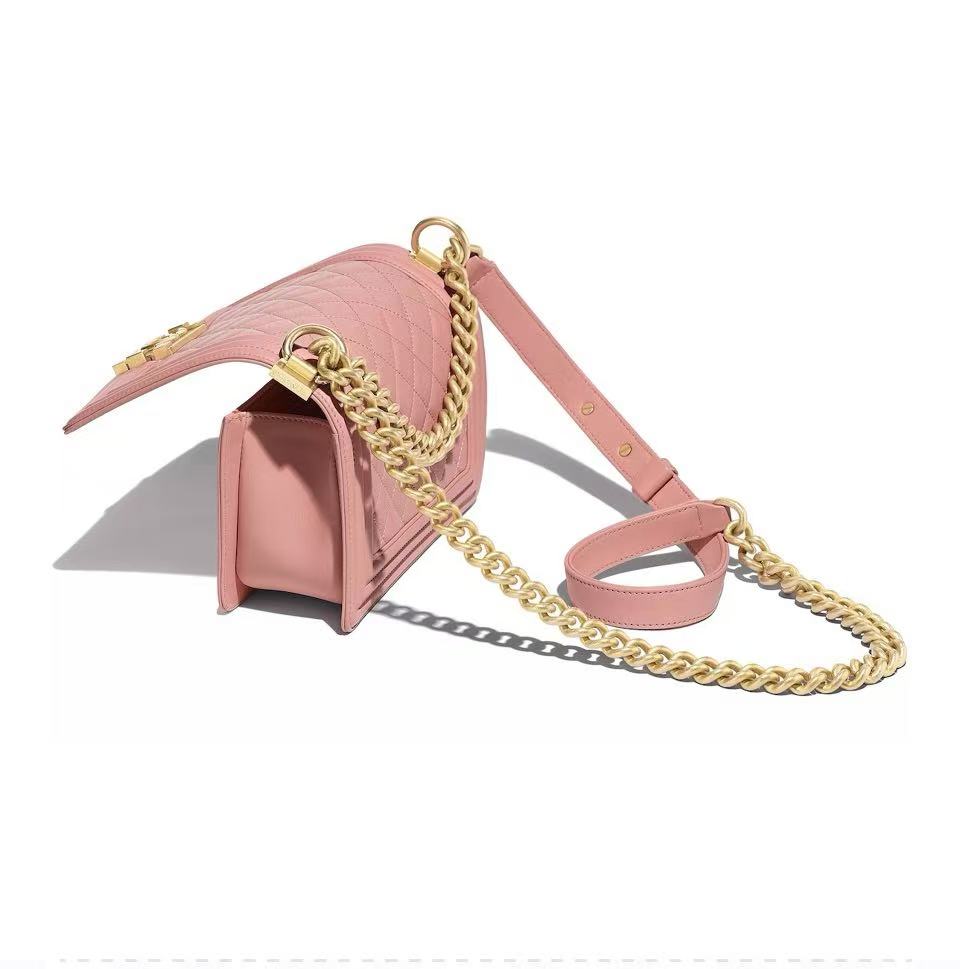 Chanel Medium Boy Bag Pink Caviar Aged Gold Hardware
