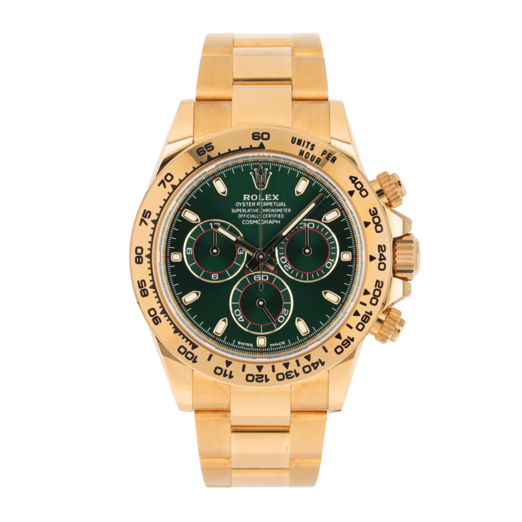 Rolex Cosmograph Daytona Oyster Yellow Gold Green Dial 116508-0013 Replica