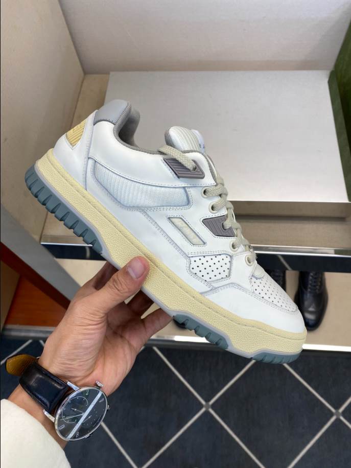 Gucci White Grey Yellow Distressed Effect Sneakers – GCC203