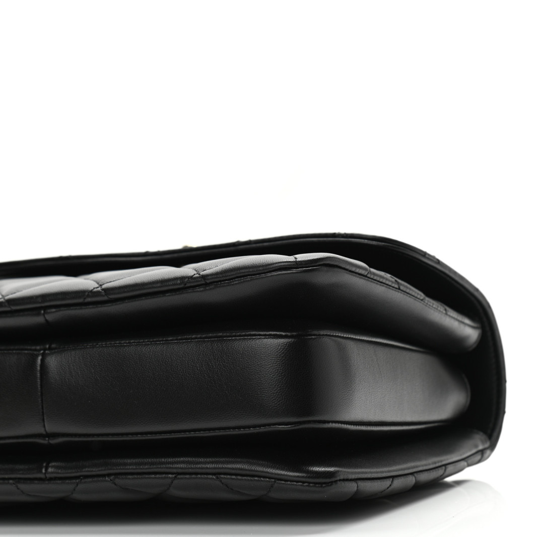 Lambskin Quilted Small Trendy CC Dual Handle Flap Bag Black