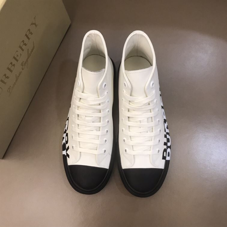 BURBERRY LOGO PRINT GABARDINE HIGH-TOP SNEAKERS – BBR029