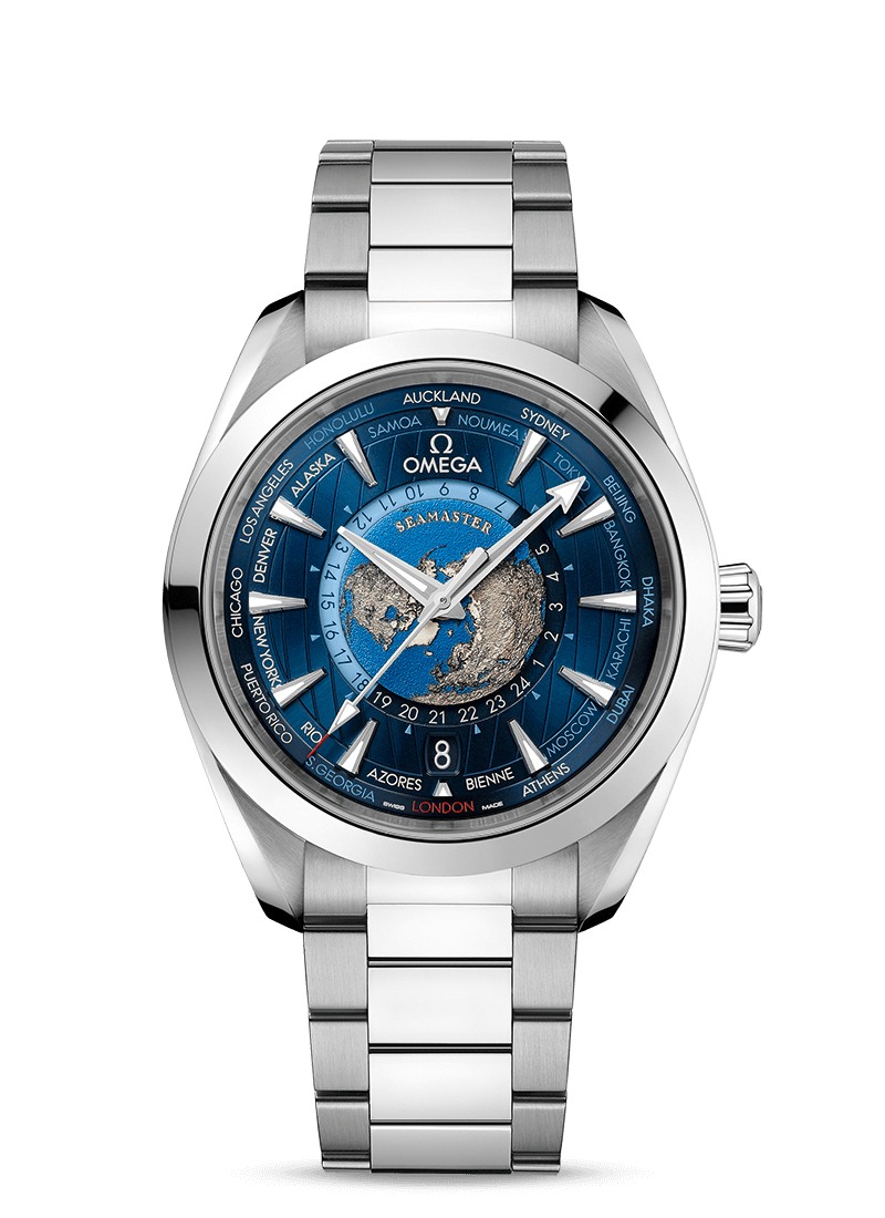 Omega Seamaster Aqua Terra 150m Worldtimer Chronometer 43mm Blue 220.10.43.22.03.001