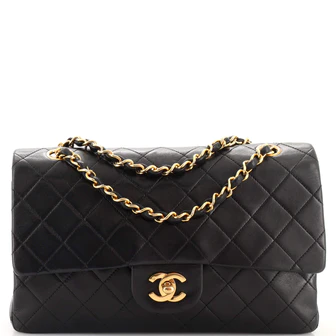 Chanel Vintage Classic Double Flap Bag Quilted Lambskin Medium