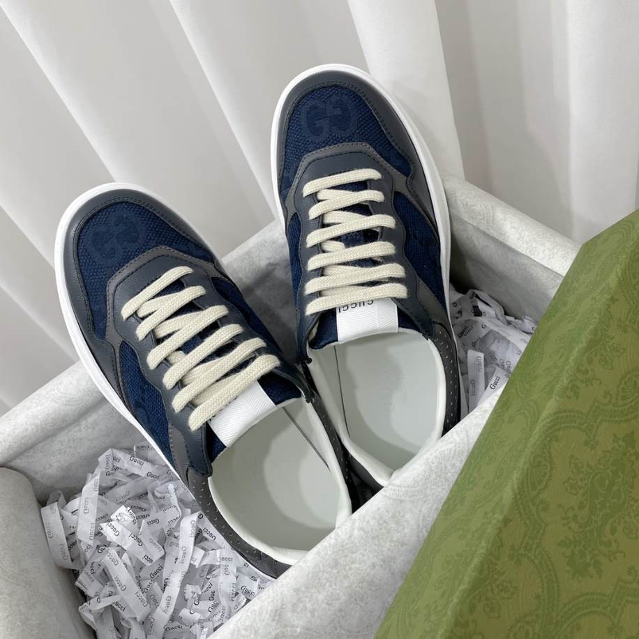 Gucci Chunky Lace Embossed Grey Blue Sneakers – GCC192