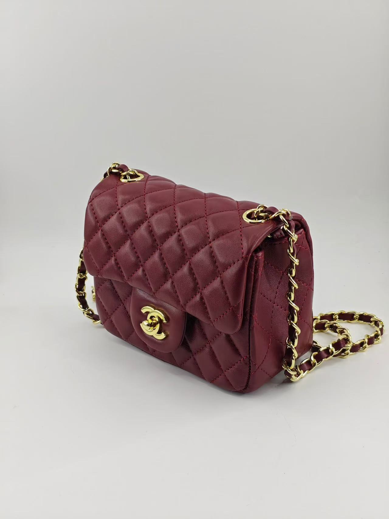 CHANEL Classic Flap Square Mini Bag - Burgundy