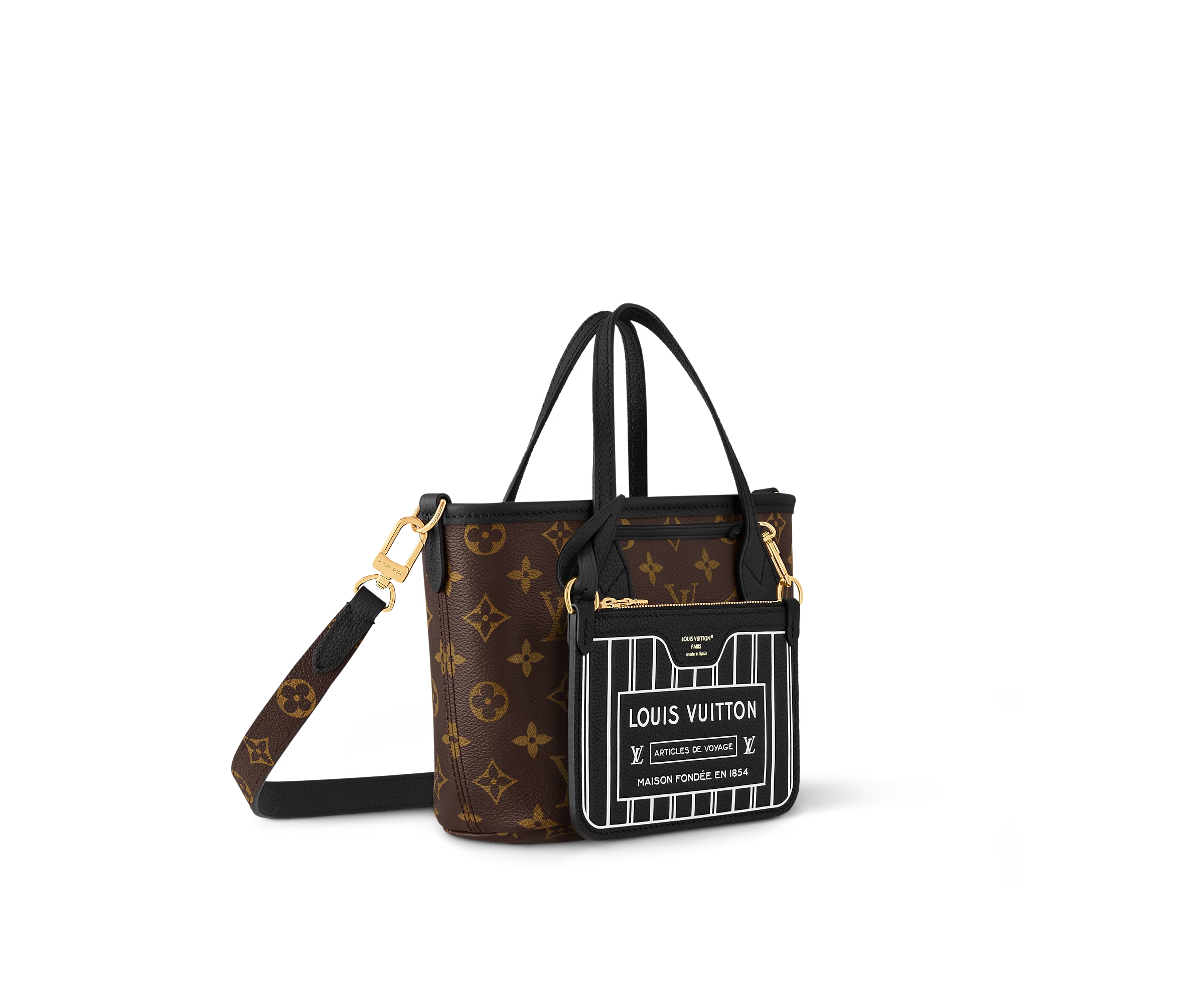 Neverfull Bandoulière Inside Out BB  Black cowhide
