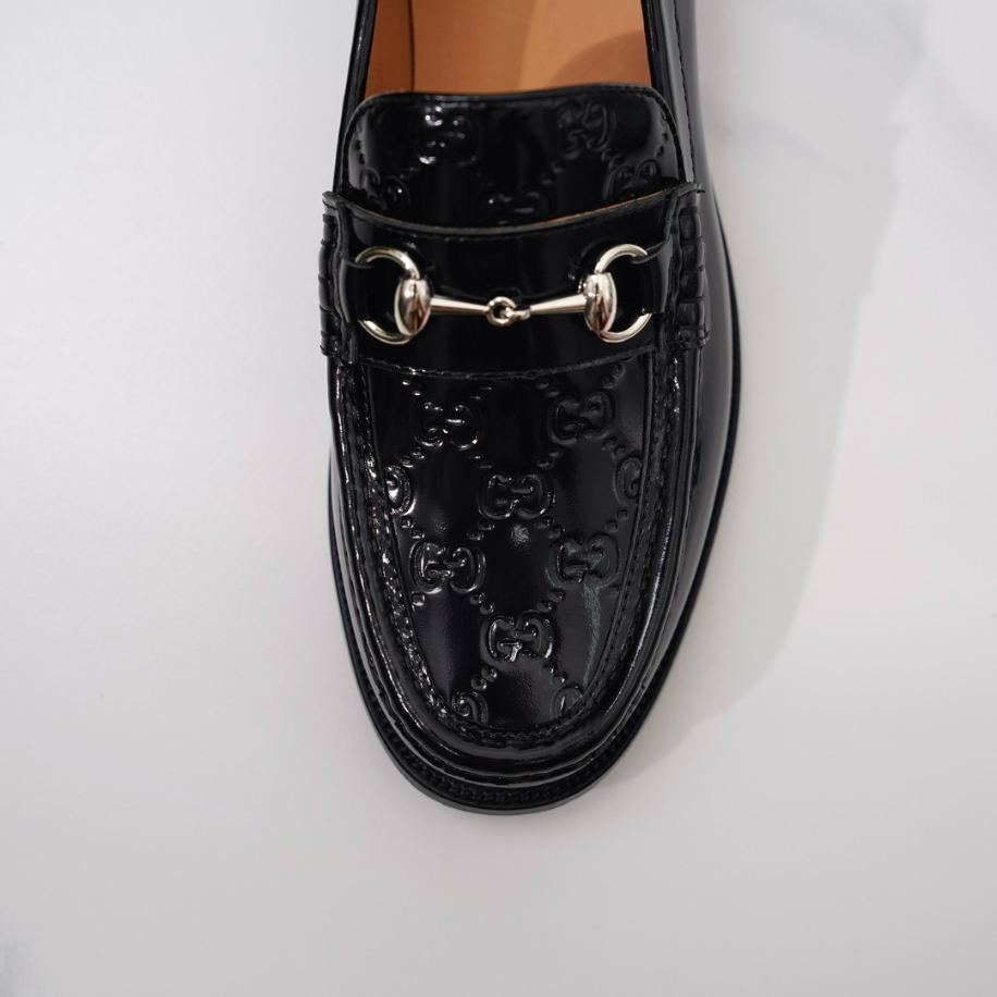 GUCCI LEATHER BLACK GC LOGO HORSEBIT LOAFER – GL055