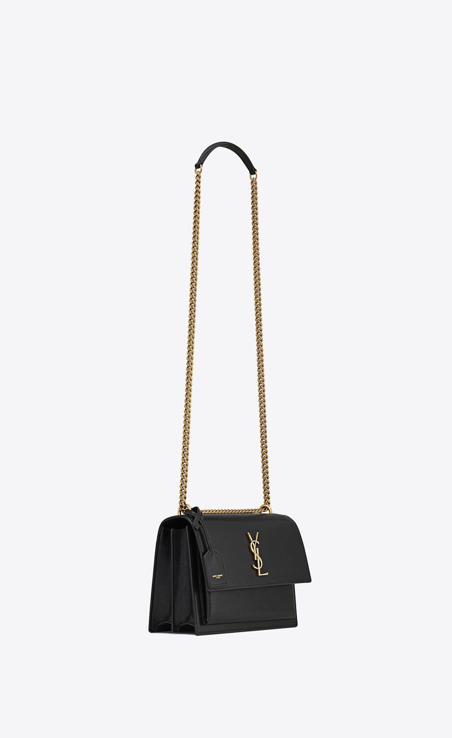 YSL Sunset Medium Chain Bag In Coated Bark Leather