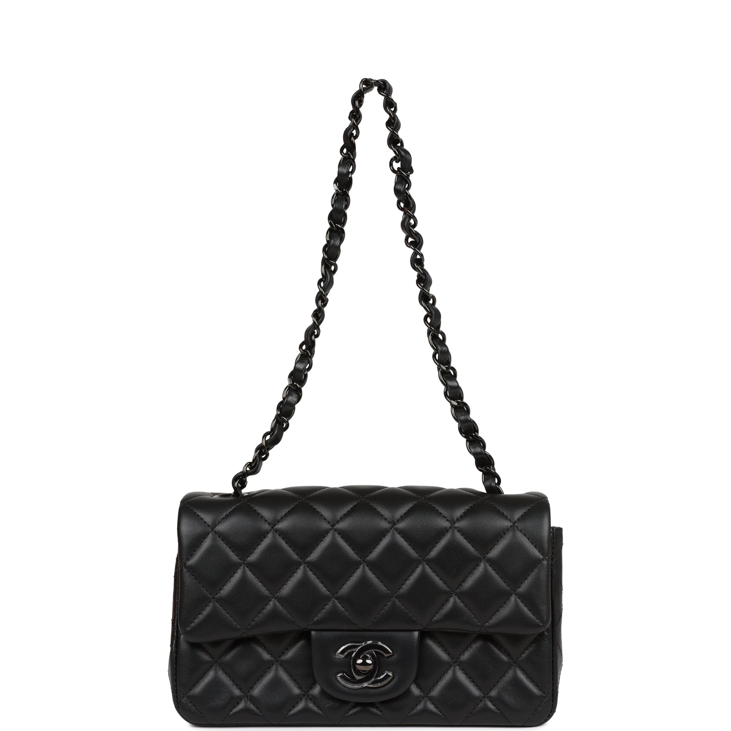 Chanel Mini Rectangular Flap Bag SO Black Lambskin Black Hardware for MR