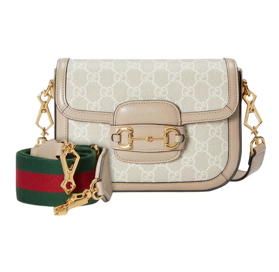 GUCCI HORSEBIT 1955  BAG  in Beige/White