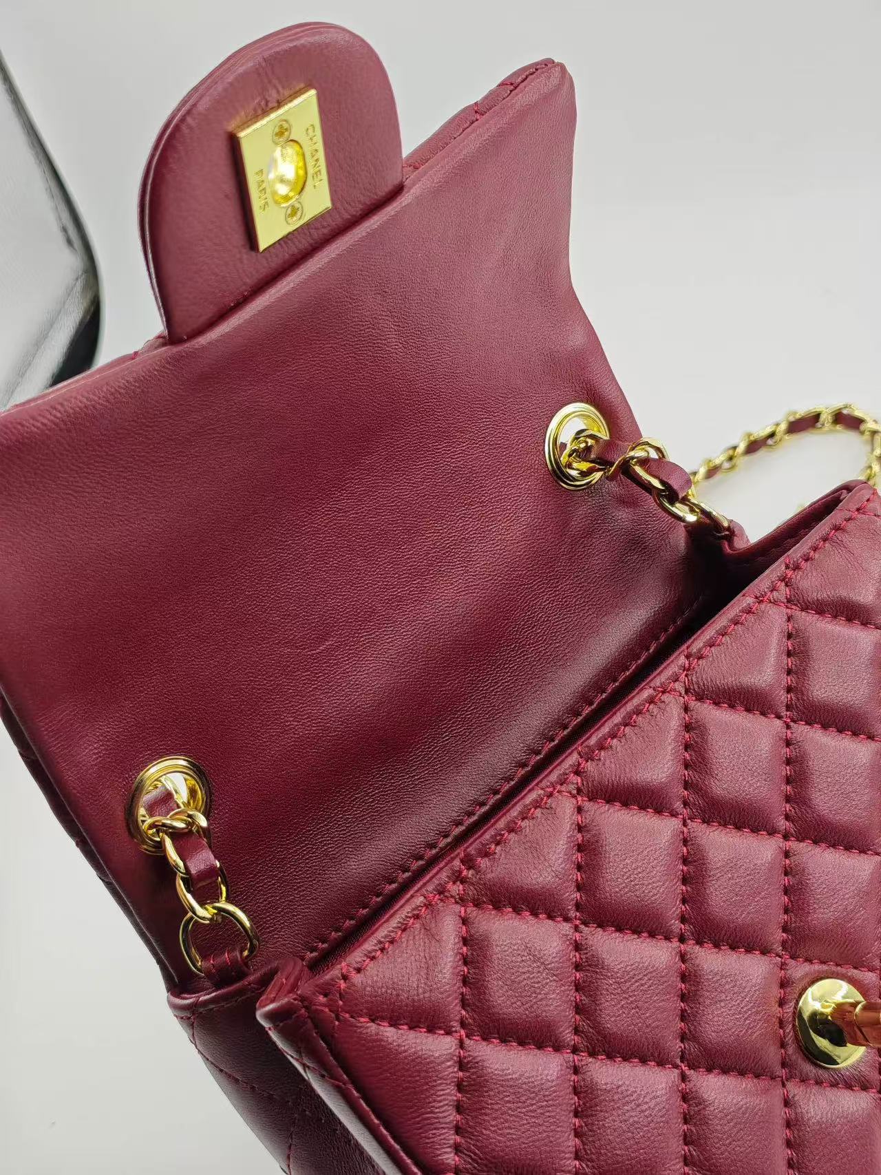 CHANEL Classic Flap Square Mini Bag - Burgundy