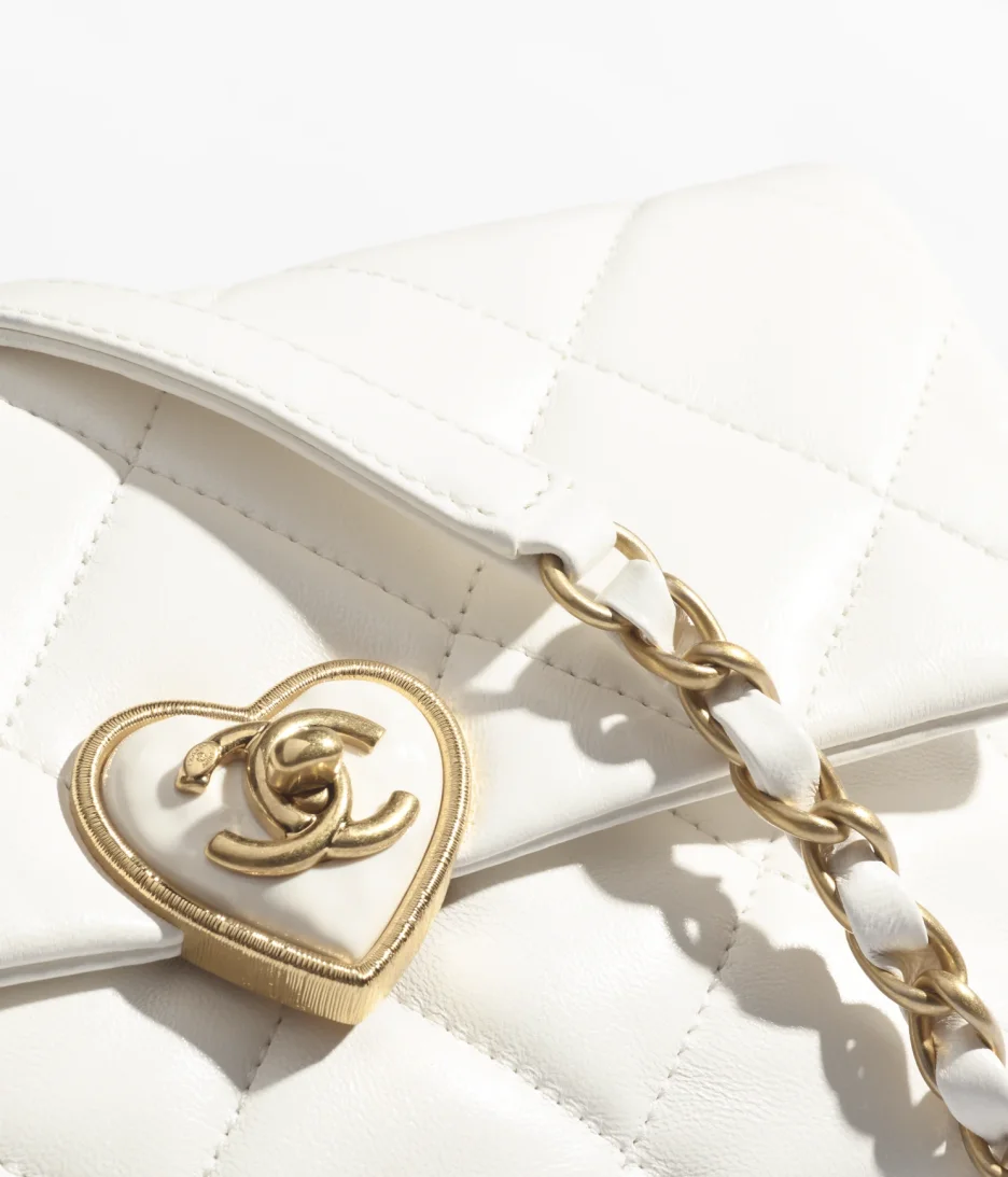 SMALL FLAP BAG Lambskin, Plexi & Gold-Tone Metal White