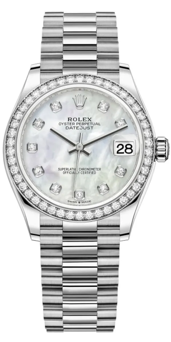 Rolex Datejust 31 White Gold Mother-of-Pearl Diamond Dial Diamond Bezel Women's Watch M278289RBR-0005