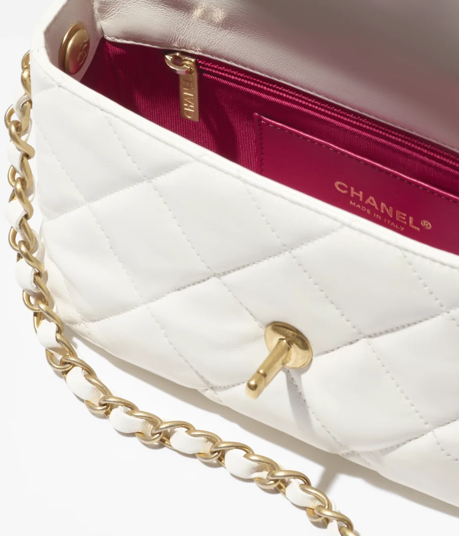 SMALL FLAP BAG Lambskin, Plexi & Gold-Tone Metal White