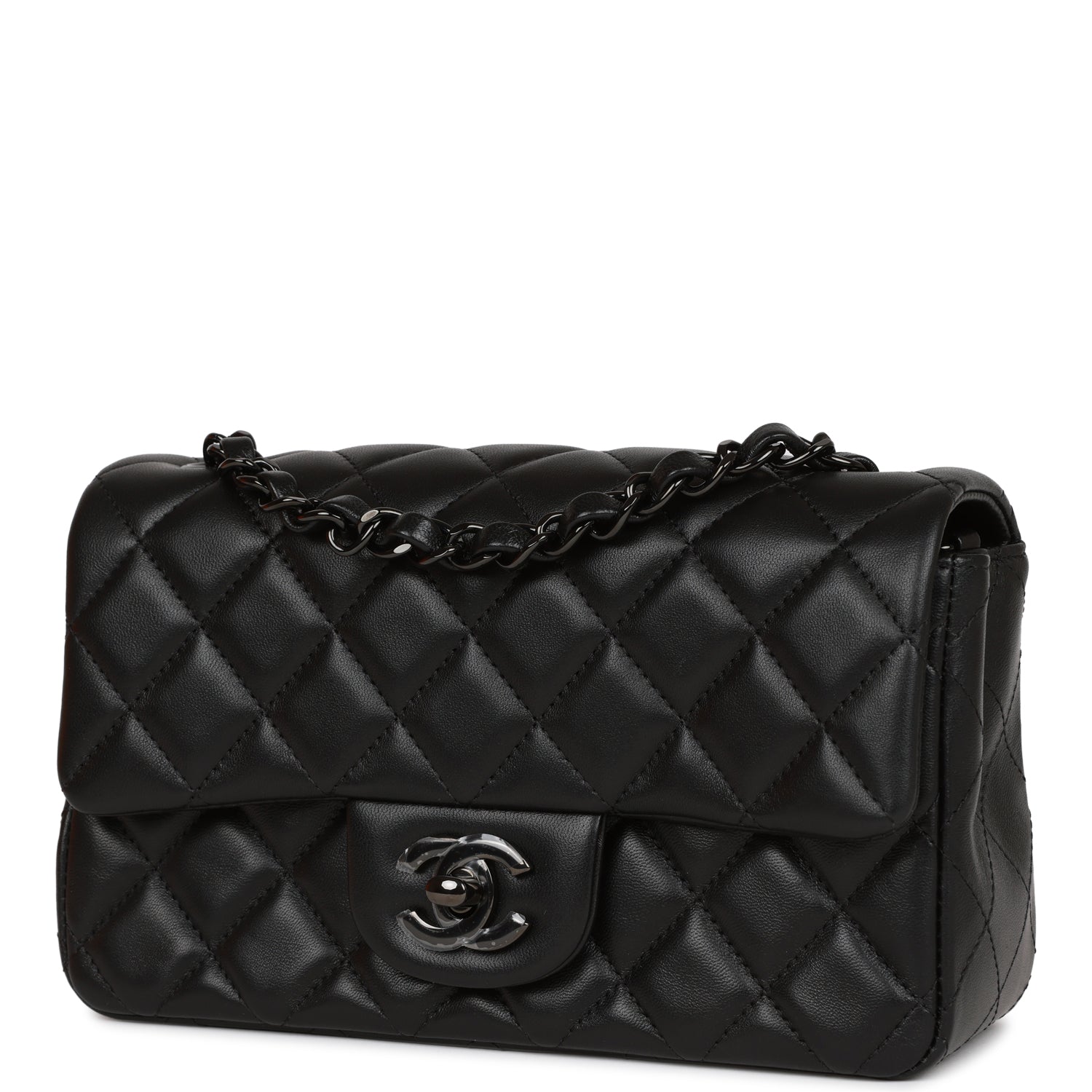 Chanel Mini Rectangular Flap Bag SO Black Lambskin Black Hardware for MR