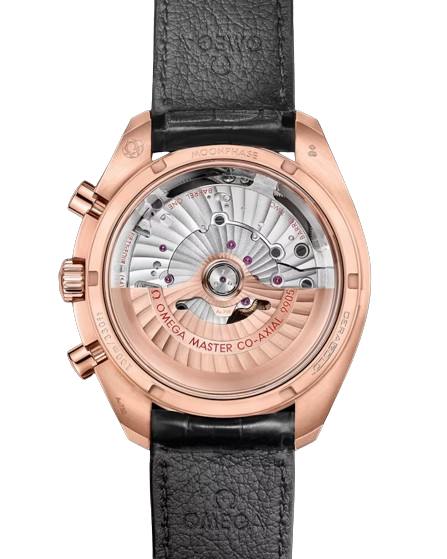 OMEGA SPEEDMASTER MOONPHASE 44.25 MM, SEDNA™ GOLD ON LEATHER STRAP