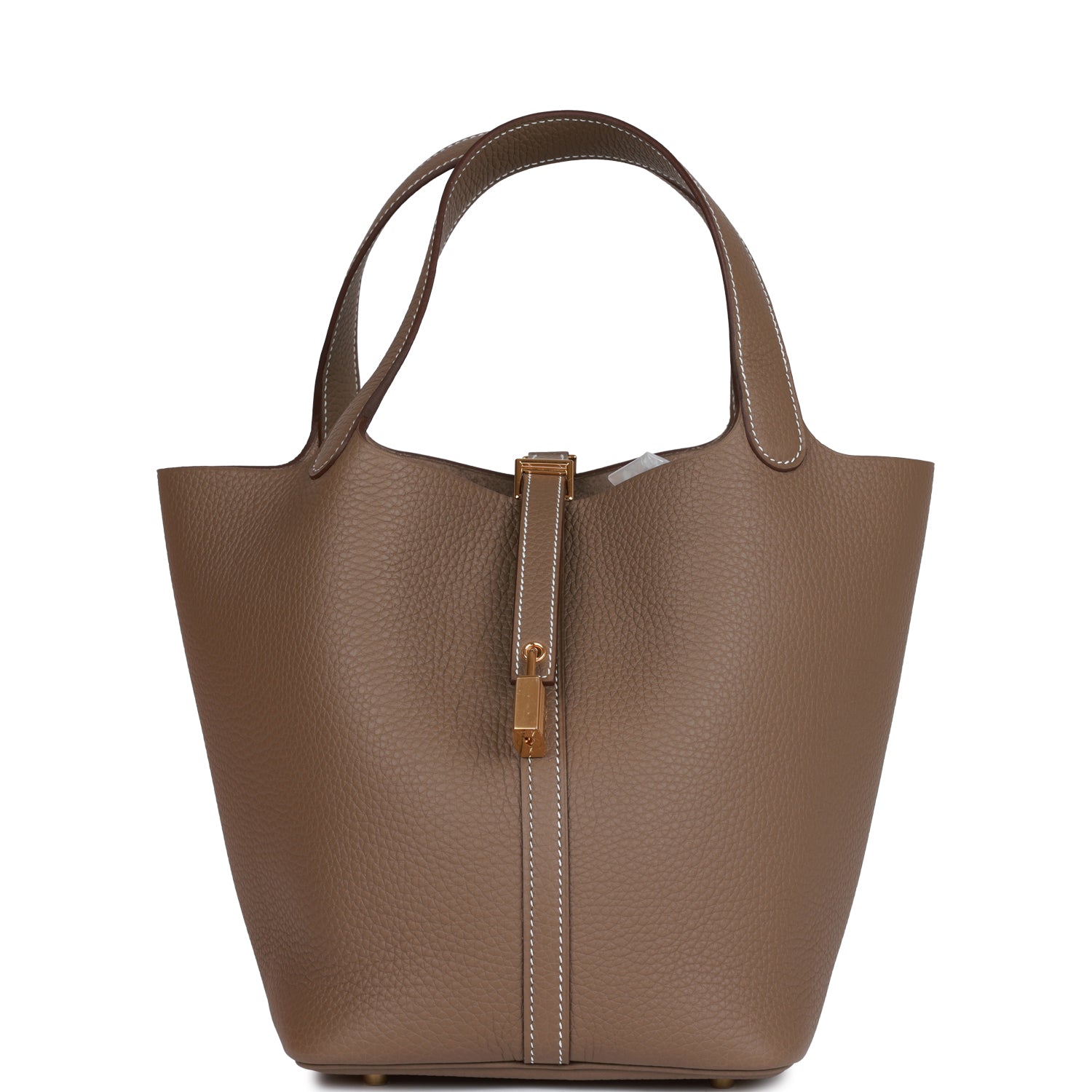 Picotin Lock 22 Etoupe Clemence Gold Hardware