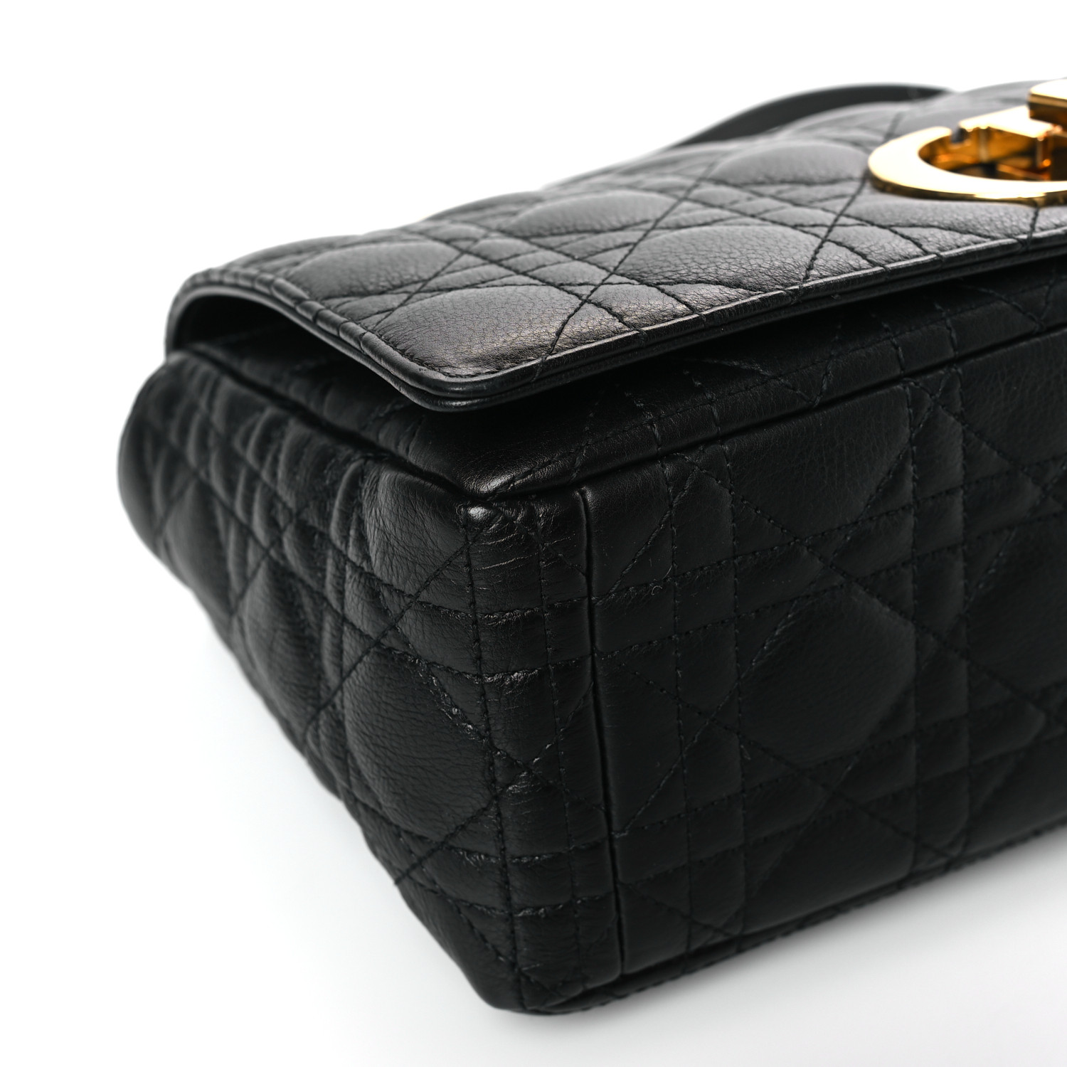 Grained Calfskin Cannage Large Caro Bag Black