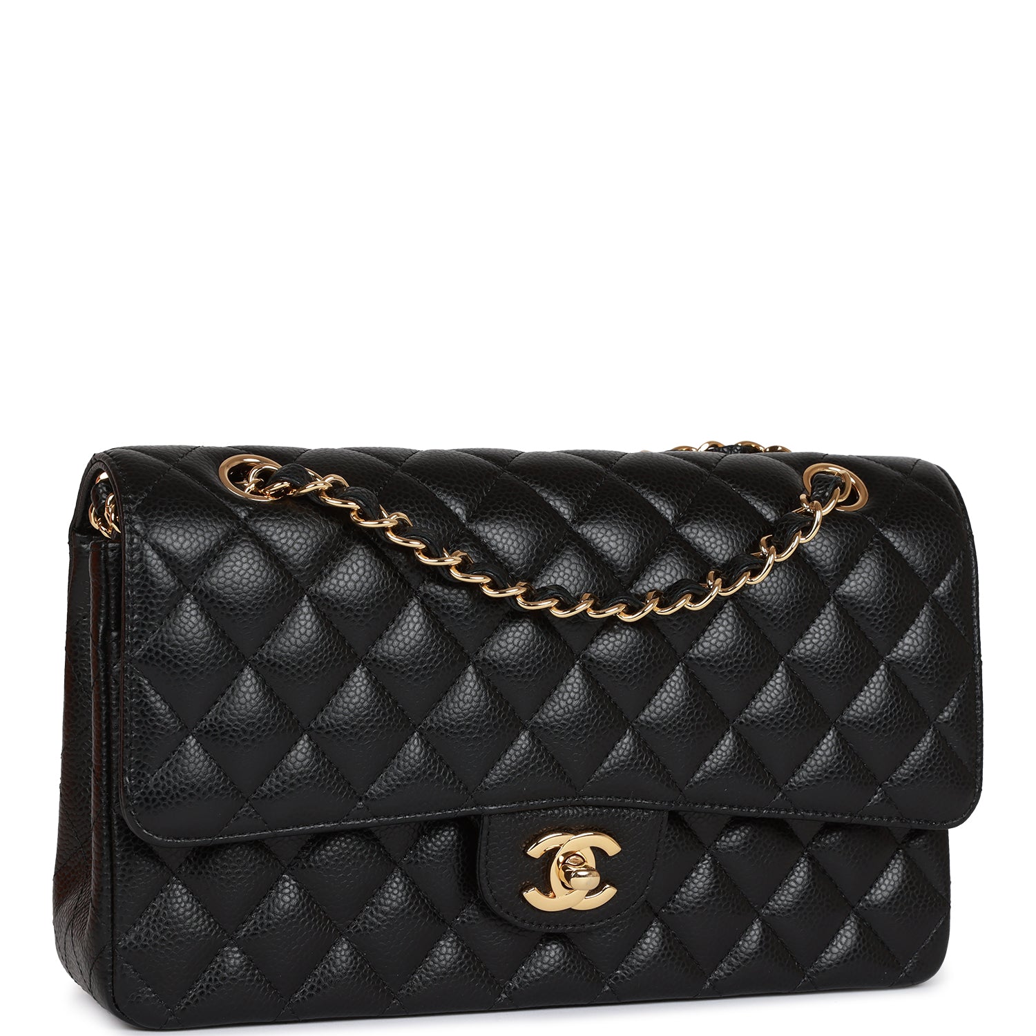 Chanel Medium Classic Double Flap Bag Black Caviar Gold Hardware