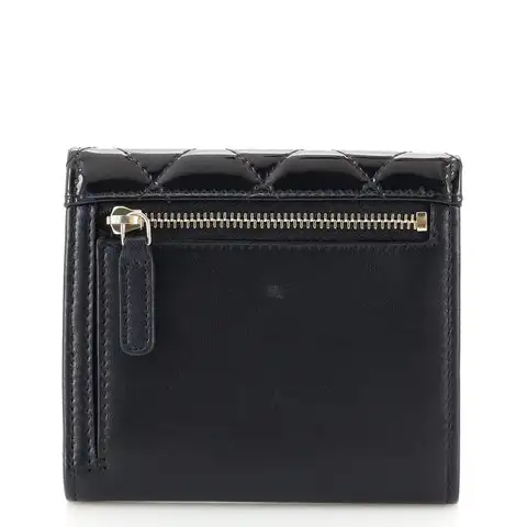 Chanel CC Trifold Wallet Quilted Patent and Lambskin Small