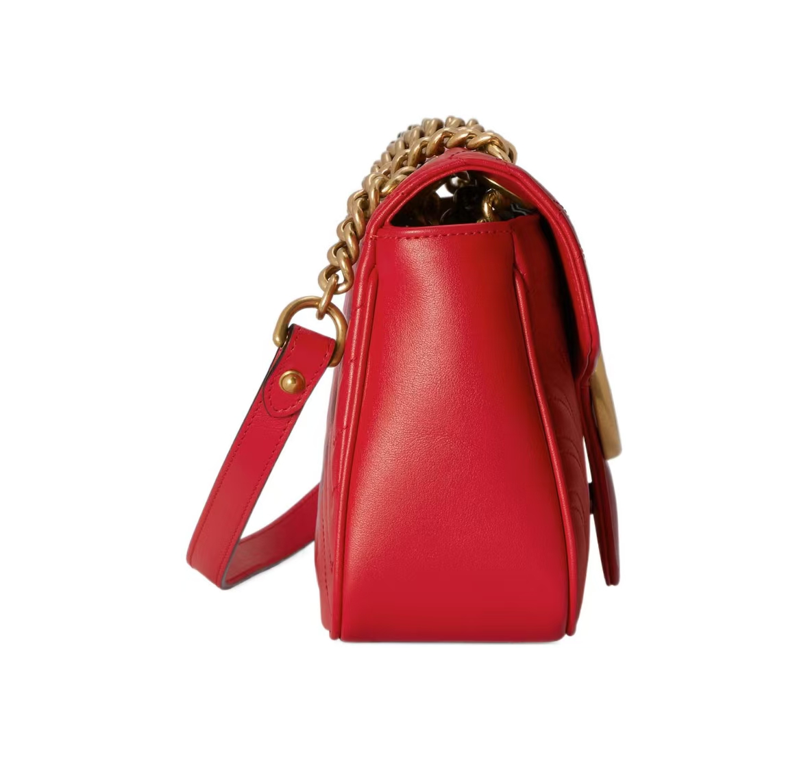 GUCCI GG MARMONT MATELASSÉ CHAIN BAG IN RED