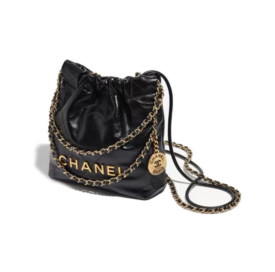 Chanel Mini 22 Bag Black Calfskin Gold Hardware