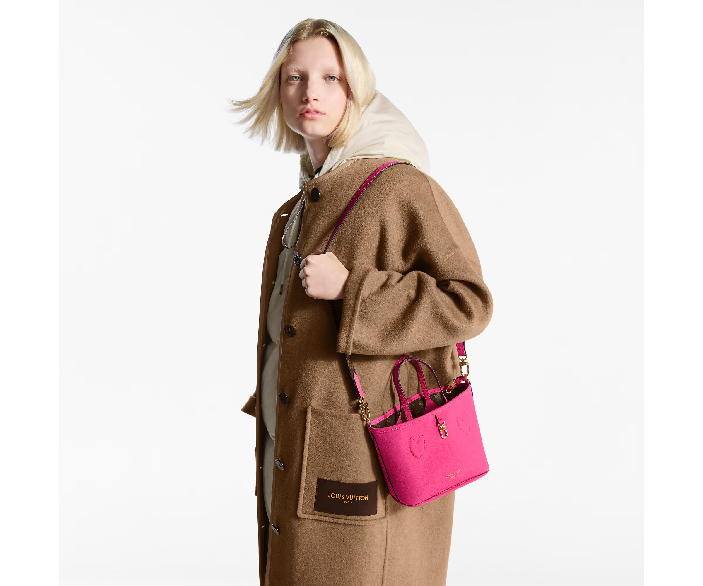 Neverfull Bandoulière Inside Out BB Rose Pondichery cowhide