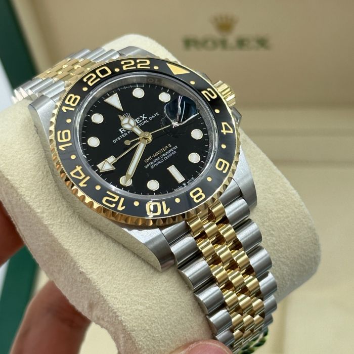 Rolex GMT Master ll Yellow Gold and Stainless Steel Black Dial Jubilee Bracelet Men's Watch M126713GRNR-0001