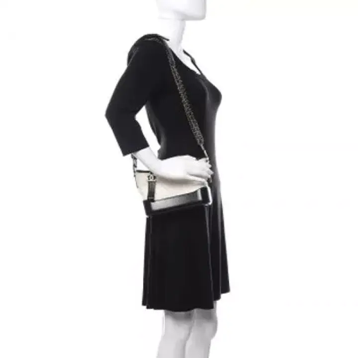 CHANEL Aged Calfskin Quilted Small Gabrielle Hobo Black White  1