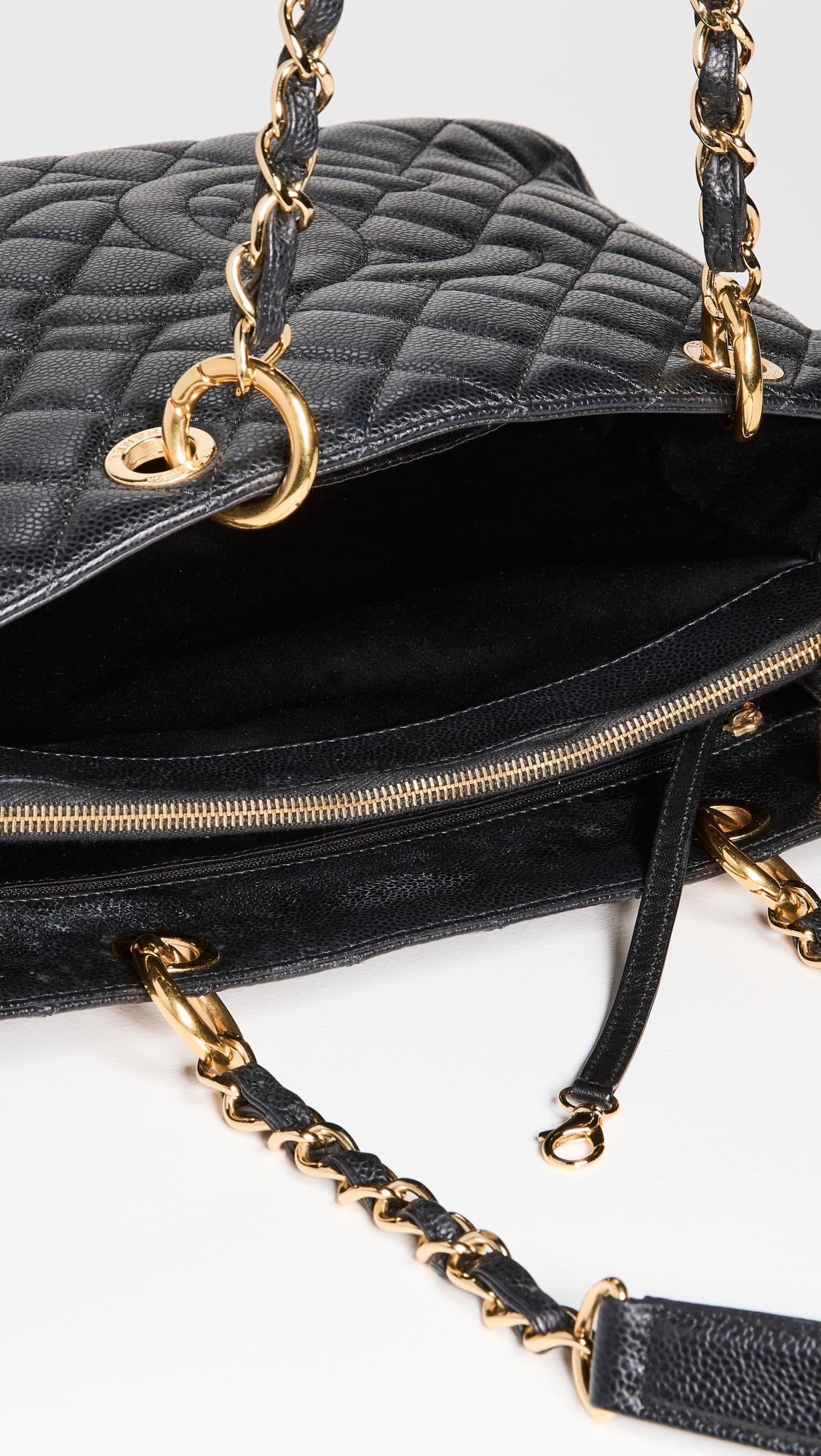 CHANEL Quilted Caviar Leather Tote Bag - Black