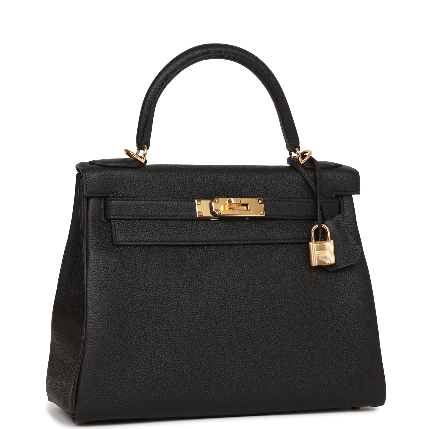 Hermès Kelly Retourne 28 Black Togo Gold Hardware
