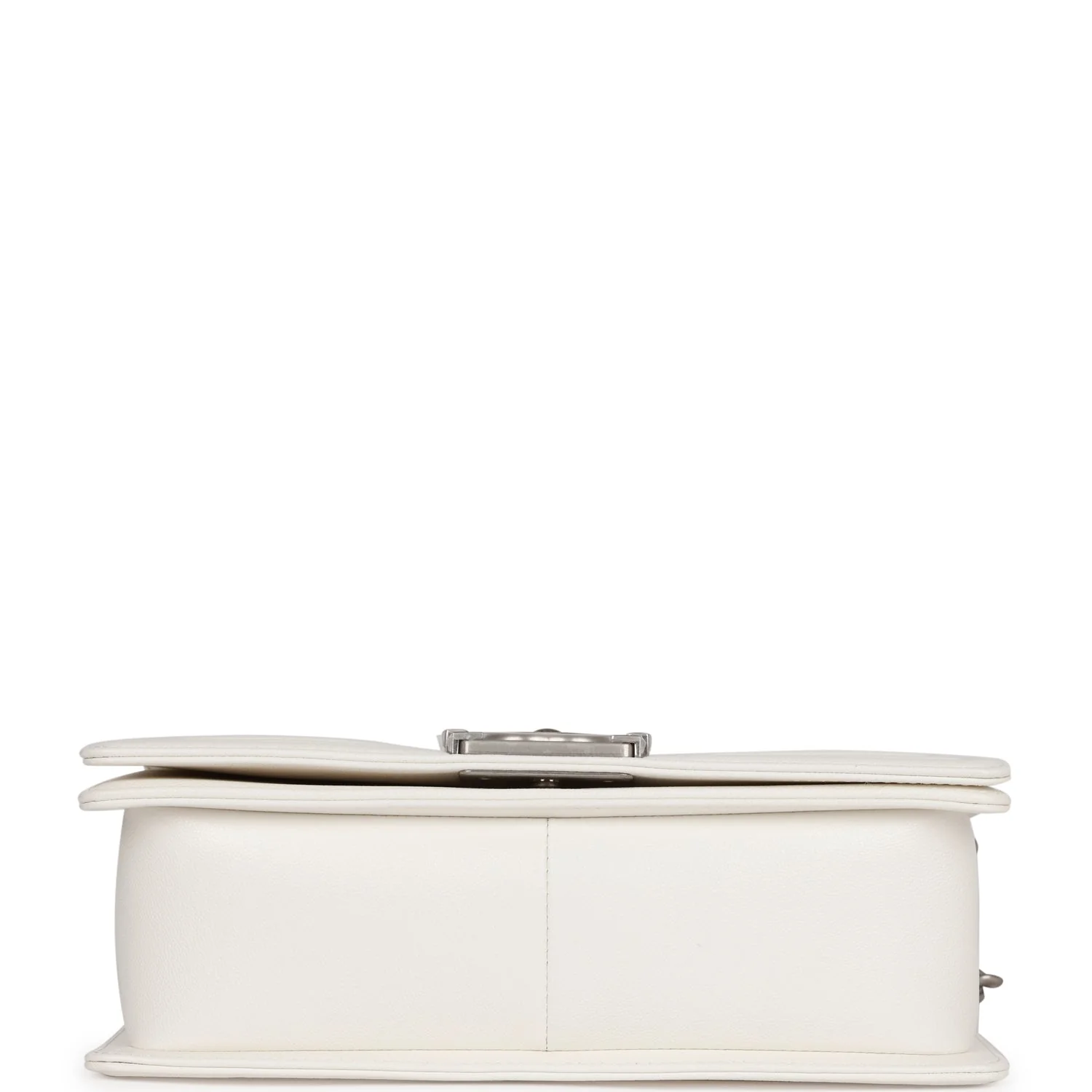 Chanel Medium Boy Bag White Caviar Aged Silver Hardware